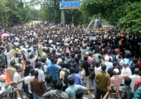 demonstrators march on the state legislature as police use water cannons to disperse them during a protest against alleged irregularities in the state s civil services examinations in ranchi india august 10 2026 reuters