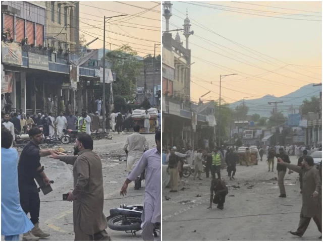 DIG Malakand says explosion took place near the gate of Kabal police station during protest by local youths