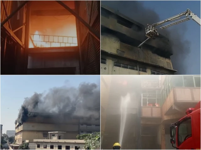 blaze engulfing a factory warehouse as karachi firefighters battle it on monday october 19 2026 photo express blaze engulfing a factory warehouse as karachi firefighters battle it on monday october 19 2026 photo express