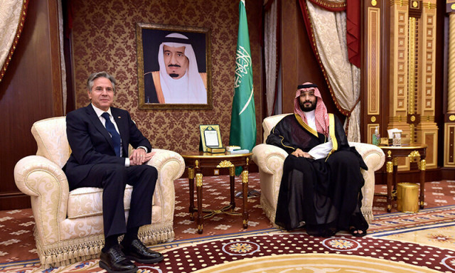 saudi arabia s crown prince mohammed bin salman l meets with us secretary of state antony blinken in jeddah on june 7 2023 us secretary of state antony blinken arrived in saudi arabia tuesday on a trip to strengthen strained ties with the long time ally as the oil rich kingdom forges closer photo afp