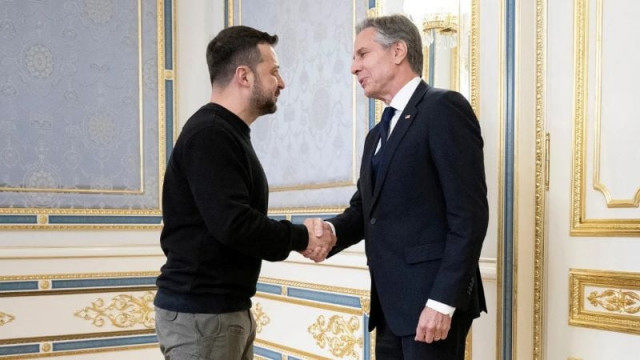 ukraine s president volodymyr zelensky l greets us secretary of state antony blinken in kyiv on may 14 2024 photo afp ukraine s president volodymyr zelensky l greets us secretary of state antony blinken in kyiv on may 14 2024 photo afp