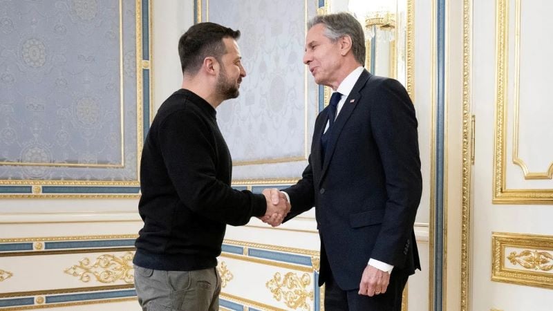 ukraine s president volodymyr zelensky l greets us secretary of state antony blinken in kyiv on may 14 2024 photo afp