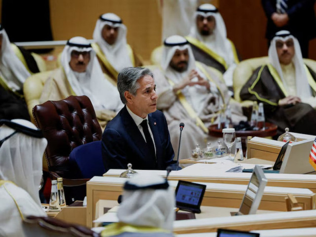 us secretary of state antony blinken attends a joint ministerial meeting of the gcc us strategic partnership to discuss the humanitarian crises faced in gaza in riyadh saudi arabia april 29 2024 photo by reuters us secretary of state antony blinken attends a joint ministerial meeting of the gcc us strategic partnership to discuss the humanitarian crises faced in gaza in riyadh saudi arabia april 29 2024 photo by reuters