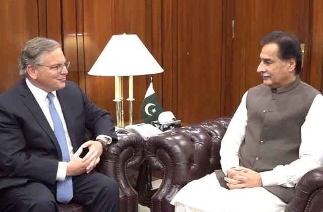 speaker national assembly sardar ayaz sadiq meets us ambassador to pakistan donald blome photo express