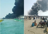 boat laden with fuel catches fire at jiwani s kantani hor region on balochistan s gwadar coast photo express boat laden with fuel catches fire at jiwani s kantani hor region on balochistan s gwadar coast photo express