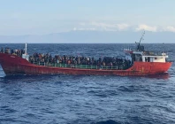 a ship carrying migrants during a rescue operation off the island of crete greece on october 29 2021 photo afp
