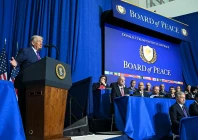 us president donald trump l delivers remarks during the inaugural meeting of the board of peace at the us institute of peace in washington dc on february 19 photo afp