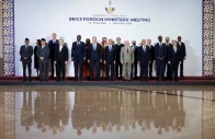 uganda s foreign minister odongo jeje abubakha indonesia s foreign minister sugiono iran s foreign minister abbas araqchi south africa s foreign minister ronald lamola russia s foreign minister sergei lavrov india s foreign minister subrahmanyam jaishankar brazil s foreign minister mauro vieira egypt s foreign minister badr abdelatty ethiopia s foreign minister gedion timothewos china s ambassador to india xu feihong uae s minister of state for foreign affairs khalifa bin shaheen al marar and others pose for a family photo during the brics foreign ministers meeting at bharat mandapam in new delhi india may 14 2026 reuters