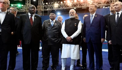 russia s president vladimir putin china s president xi jinping india s prime minister narendra modi indonesia s president prabowo subianto south africa s president cyril ramaphosa and iran s president masoud pezeshkian pose for a picture during the brics summit in new delhi india september 12 2026 photo reuters