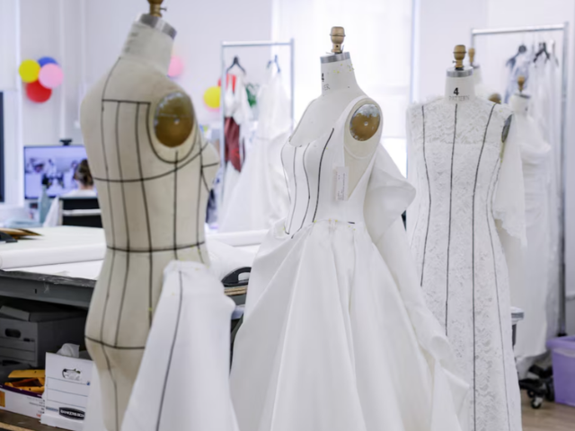 Wedding dresses are displayed at the Jenny Yoo bridal boutique in New York City, U.S., August 6, 2026. PHOTO: Reuters