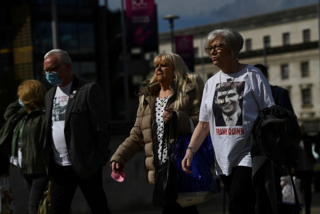 family members of frank quinn arrive to listen to the findings of the report into the fatal shootings of 10 people in the ballymurphy area of belfast in 1971 that involved the british army at an inquest held at the international conference centre in belfast northern ireland may 11 2021 family members of frank quinn arrive to listen to the findings of the report into the fatal shootings of 10 people in the ballymurphy area of belfast in 1971 that involved the british army at an inquest held at the international conference centre in belfast northern ireland may 11 2021 photo reuters family members of frank quinn arrive to listen to the findings of the report into the fatal shootings of 10 people in the ballymurphy area of belfast in 1971 that involved the british army at an inquest held at the international conference centre in belfast northern ireland may 11 2021 family members of frank quinn arrive to listen to the findings of the report into the fatal shootings of 10 people in the ballymurphy area of belfast in 1971 that involved the british army at an inquest held at the international conference centre in belfast northern ireland may 11 2021 photo reuters