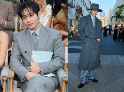 bts s v attends vogue world 2025 in los angeles wearing korean heritage suit by jaybaek couture
