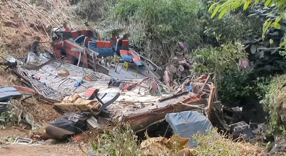 authorities said nearly 50 people were on board the state run bus when it veered off the road video grabe afp video authorities said nearly 50 people were on board the state run bus when it veered off the road video grabe afp video