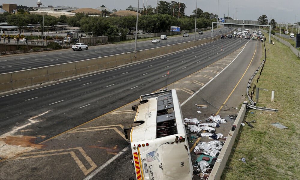 12 died and several injured when bus overturns in johannesburg airport photo afp