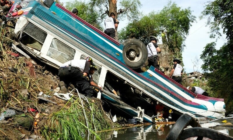 first responders work at the site of a deadly bus crash in guatemala city guatemala february 10 2025 photo reuters