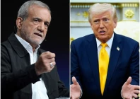 iran s president masoud pezeshkian l and us president donald trump photos file
