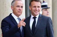 french president emmanuel macron shakes hands with canadian prime minister mark carney as he arrives for a meeting at the elysee palace in paris before the g7 summit in evian les bains france june 12 2026 photo reuters