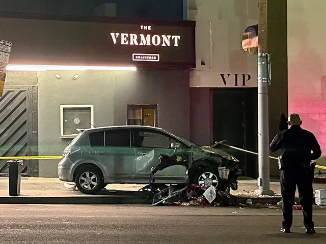 a vehicle that plunged into a crowd outside a nightclub injuring dozens is seen on santa monica boulevard in the east hollywood neighborhood of los angeles california us july 19 2025 photo reuters a vehicle that plunged into a crowd outside a nightclub injuring dozens is seen on santa monica boulevard in the east hollywood neighborhood of los angeles california us july 19 2025 photo reuters