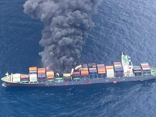 the singapore flagged wan hai 503 met with an accident about 144 kilometers off the coast of the southern indian state of kerala photo dw germany