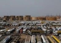 oil tankers are seen parked following the protest by the all pakistan oil tankers owners association demanding the hike in fares expansion of quota in onshore white pipeline transportation and permit to use old vehicles in karachi on september 19 2023 photo reuters