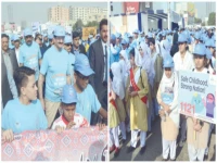 participants of world children s day awareness walk led by cm murad stride along the wind swept clifton sea view to protect every child s tomorrow photos jalal qureshi express