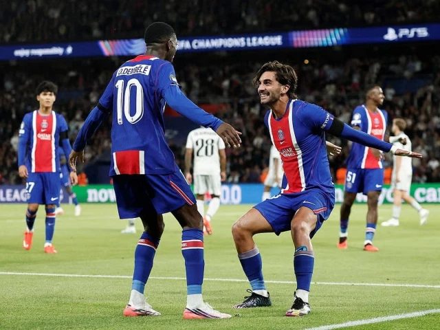 psg s ferran torres celebrates scoring their fifth goal with ousmane dembele in the uefa champions league opening match against slovan bratislava photo reuters psg s ferran torres celebrates scoring their fifth goal with ousmane dembele in the uefa champions league opening match against slovan bratislava photo reuters