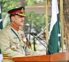 chief of defence forces field marshal asim munir speaking at a grand ceremony to commemorate the completion of one year of pakistan s landmark victory in marka e haq was held at ghq rawalpindi photo ispr