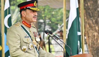 chief of defence forces field marshal asim munir speaking at a grand ceremony to commemorate the completion of one year of pakistan s landmark victory in marka e haq was held at ghq rawalpindi photo ispr chief of defence forces field marshal asim munir speaking at a grand ceremony to commemorate the completion of one year of pakistan s landmark victory in marka e haq was held at ghq rawalpindi photo ispr