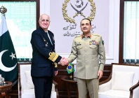 chief of defence forces field marshal syed asim munir in a meeting with admiral renato rodrigues de aguiar freire chief of the joint chiefs of staff of the armed forces of brazil at general headquarters ghq in rawalpindi photo ispr