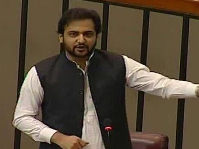 pml q mna chaudhry hussain elahi addressing a national assembly session screengrab