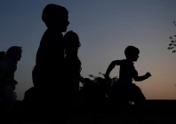 in this picture taken on march 25 2021 children play at subhani shar village near rato dero in sindh province photo afp