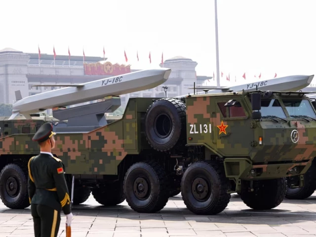 a member of the people s liberation army stands as strategic strike group displays yj 18c cruise missiles during a military parade to mark the 80th anniversary of the end of world war two in beijing china september 3 2025 photo reuters a member of the people s liberation army stands as strategic strike group displays yj 18c cruise missiles during a military parade to mark the 80th anniversary of the end of world war two in beijing china september 3 2025 photo reuters
