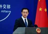 chinese foreign ministry spokesperson lin jian speaks to reporters in beijing on monday