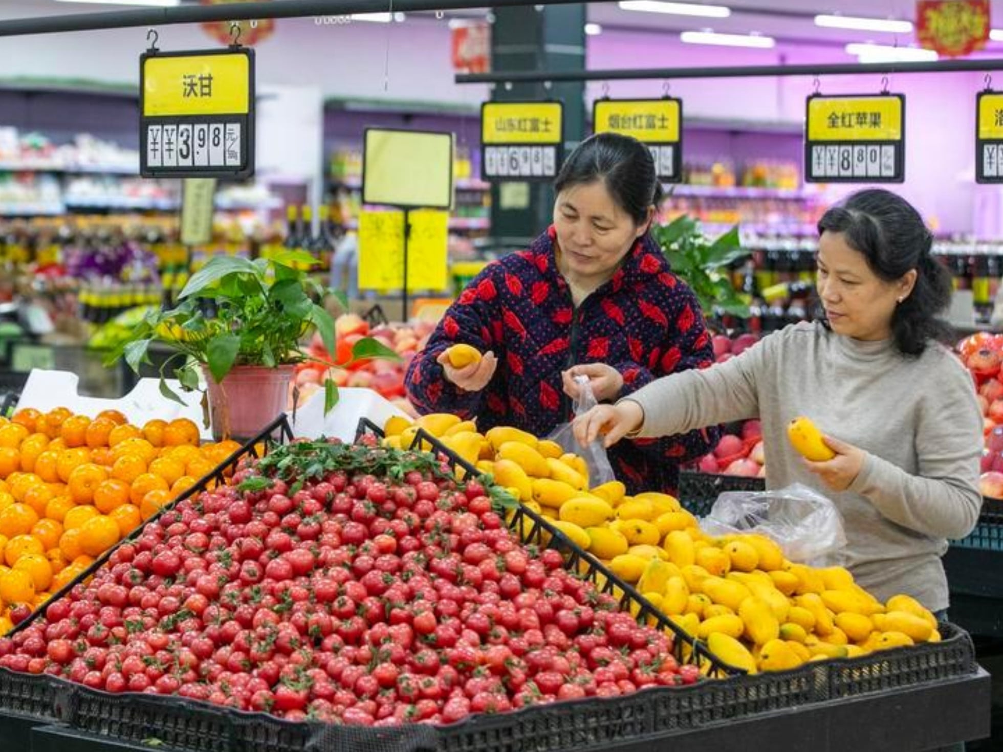 People shop for fruits at a supermarket in Nantong, Jiangsu province, China, on April 10, 2026. Photo: Xinhua