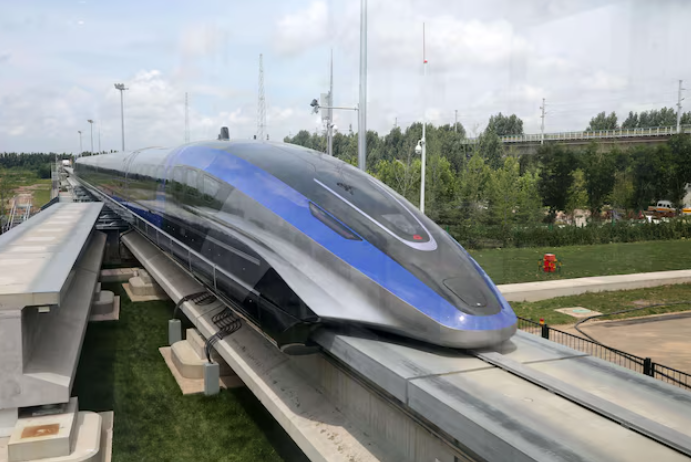 a high speed maglev train capable of a top speed of 600 kph is pictured in qingdao shandong province china july 20 2021 now china successfully tested 1000 kph train successfully photo reuters