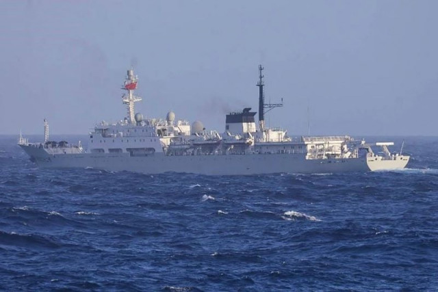 a chinese navy ship spotted in japan s territorial waters near yakushima and kuchinoerabu islands in southwestern japan in september 2022 photo japan s defense ministry joint staff office afp