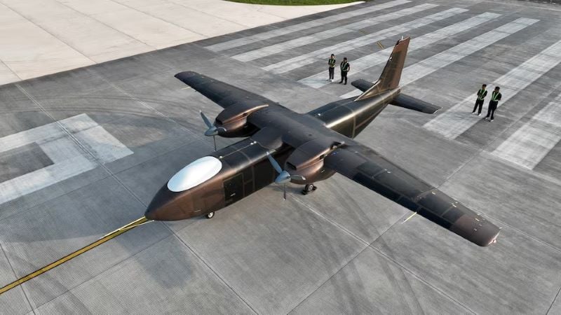 an unmanned cargo aircraft developed by sichuan tengden sci tech innovation co takes part in a maiden flight at an airport in zigong sichuan province china august 11 2024 photo reuters