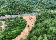 this photo taken on may 1 2024 shows the site of an expressway collapse accident on the meizhou dabu expressway in meizhou south china s guangdong province photo xinhua