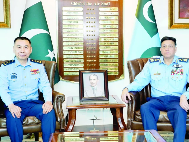 plaaf chief lt gen wang gang meets with air chief marshal zaheer ahmed baber sidhu at the air headquarters in islamabad photo express plaaf chief lt gen wang gang meets with air chief marshal zaheer ahmed baber sidhu at the air headquarters in islamabad photo express