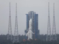 the chang e 6 lunar probe and the long march 5 y8 carrier rocket combination sit atop the launch pad at the wenchang space launch site in hainan province china may 3 2024 reuters eduardo baptista