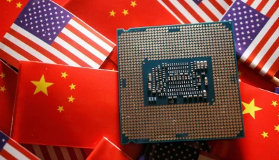 a central processing unit semiconductor chip is displayed among flags of china and us in this illustration picture taken february 17 2023 photo reuters a central processing unit semiconductor chip is displayed among flags of china and us in this illustration picture taken february 17 2023 photo reuters