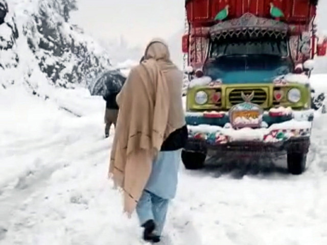 at least 250 people including women and children had been stranded in their vehicles in dir since midnight on sunday due to intense snowfall in the region photo express