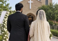 christian marriage ceremony at a church photo ai generated