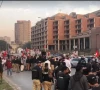 a heavy police contingent deployed after violent clashes near ftc on shahrah e faisal on sunday screengrab