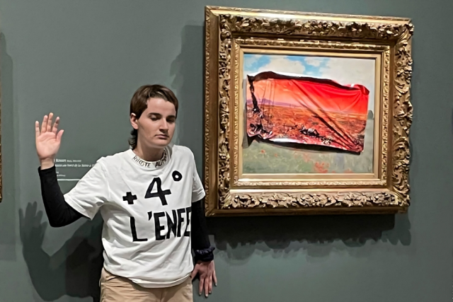 eco activist arrested for defacing monet painting in paris