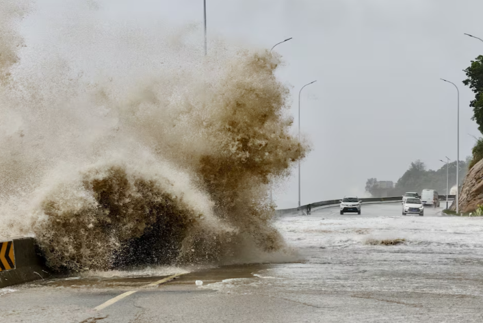 waves crash on the coast of sansha town as typhoon gaemi approaches in ningde fujian province china july 25 2024 photo reuters