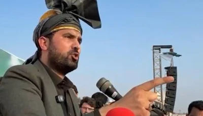 khyber pakhtunkhwa chief minister sohail afridi addresses the khyber peace jirga on sunday photo x