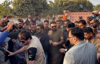 khyber pakhtunkhwa chief minister sohail afridi reacts amidst party supporters of pakistan s jailed former prime minister imran khan as they gather to visit him outside adiala jail in rawalpindi photo reuters