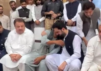k p cm afridi embraces ayat noor s father during a press conference on august 29 2026 in haripur photo screengrab k p cm afridi embraces ayat noor s father during a press conference on august 29 2026 in haripur photo screengrab