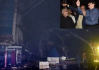 sindh chief minister syed murad ali shah visits the site of the devastating fire at gul plaza karachi photo sindh cm house